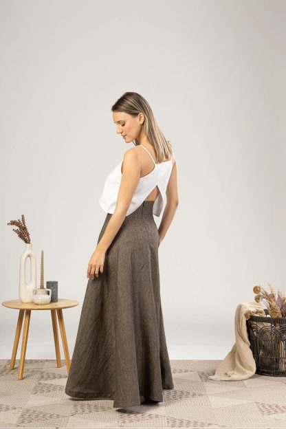 Brown linen maxi skirt - Image 2