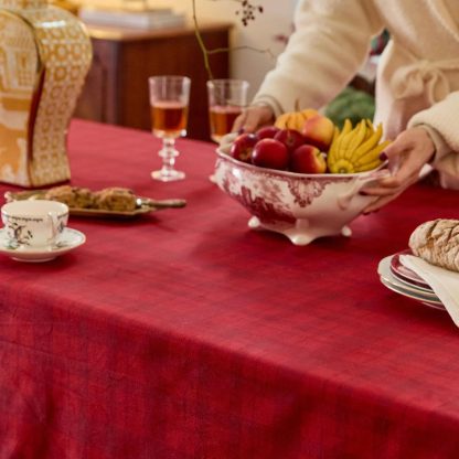 Burgundy Plaid Holly Border Tablecloth - Image 6