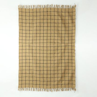 Camel Windowpane Tassel Woven Throw Blanket - Image 3