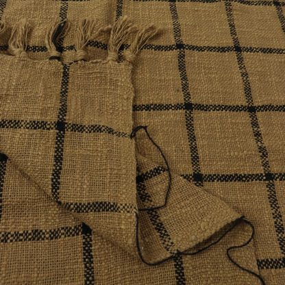 Camel Windowpane Tassel Woven Throw Blanket - Image 2