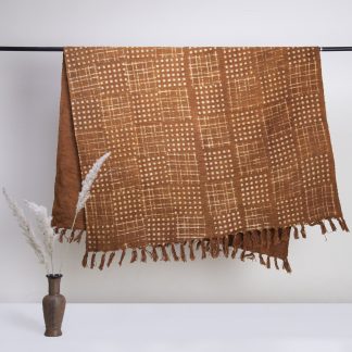 Caramel Check Polka Dot Tassel Throw Blanket