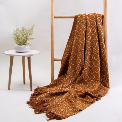 Caramel Starburst Tassel Woven Throw Blanket - Image 4