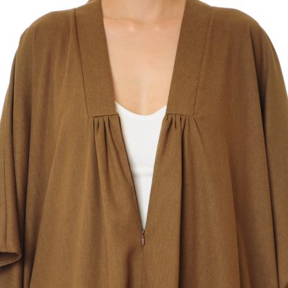 Caramel brown wide-sleeved cape robe - Image 8