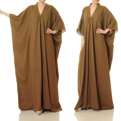 Caramel brown wide-sleeved cape robe - Image 7