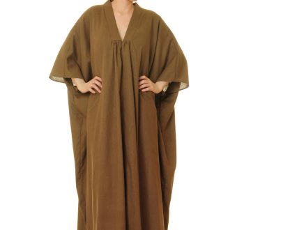 Caramel brown wide-sleeved cape robe - Image 6