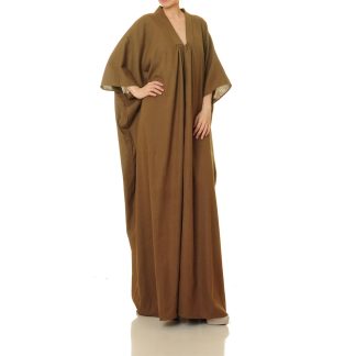 Caramel brown wide-sleeved cape robe