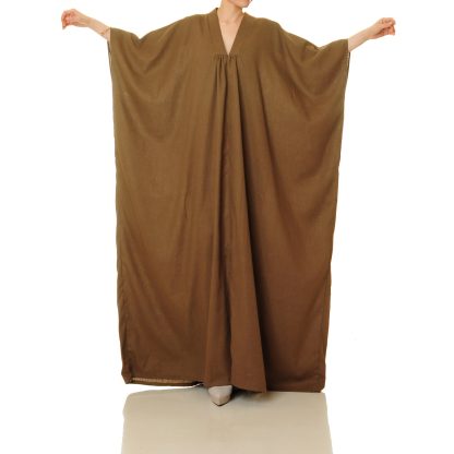 Caramel brown wide-sleeved cape robe - Image 4