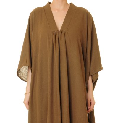 Caramel brown wide-sleeved cape robe - Image 9