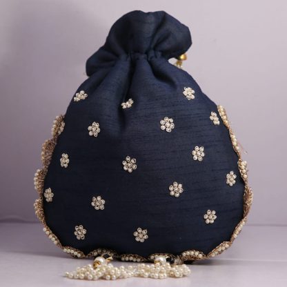 Champagne Diya Embroidered Potli Bag - Image 5