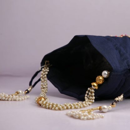 Champagne Diya Embroidered Potli Bag - Image 4