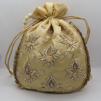 Champagne Gold Embroidered Potli Bag