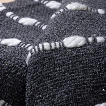Charcoal Grey Pom-Pom Tassel Throw Blanket - Image 6