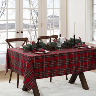 Classic red plaid tablecloth