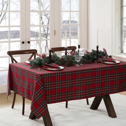 Classic red plaid tablecloth