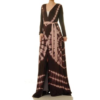 Coco Halo Spiral Tie-Dye Double-Breasted Lace-Up Robe