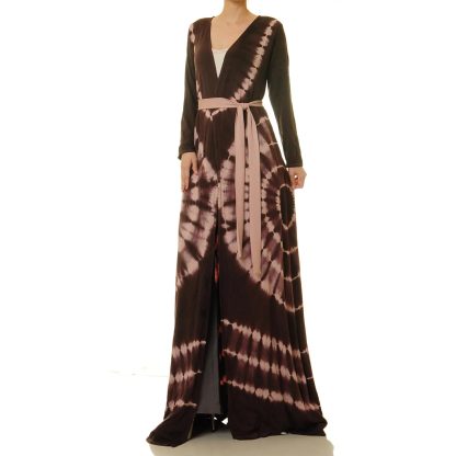 Coco Halo Spiral Tie-Dye Double-Breasted Lace-Up Robe