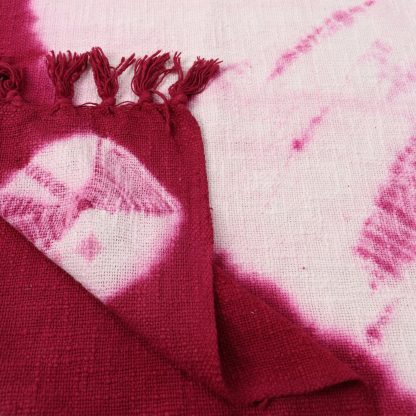 Cranberry Blush Tie-Dye Tassel Woven Throw Blanket - Image 5