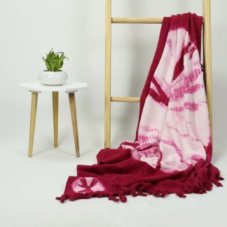 Cranberry Blush Tie-Dye Tassel Woven Throw Blanket