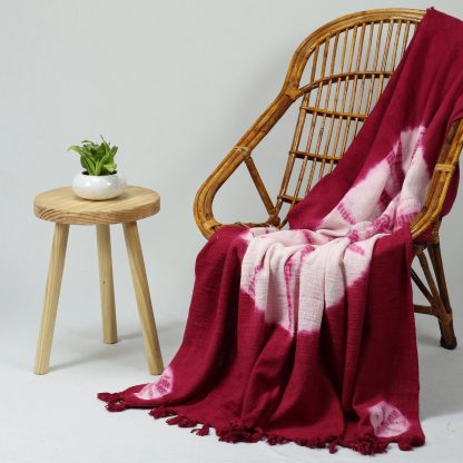 Cranberry Blush Tie-Dye Tassel Woven Throw Blanket - Image 2
