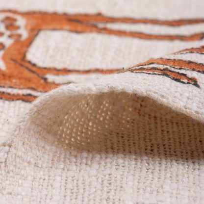 Cream Giraffe Fringed Woven Throw Blanket - Image 2