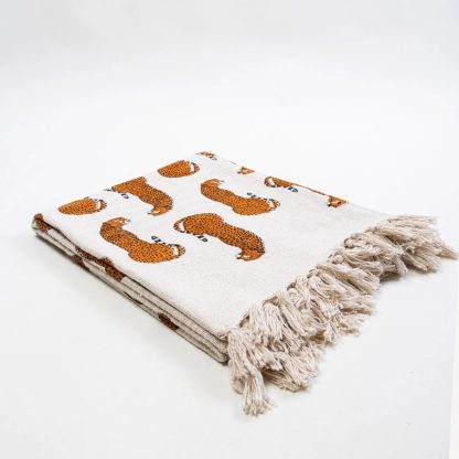 Cream Leopard Tassel Woven Throw Blanket - Image 6