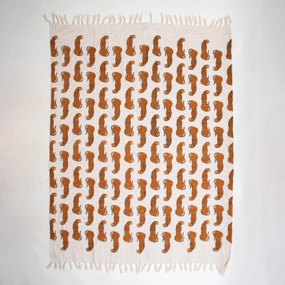 Cream Leopard Tassel Woven Throw Blanket - Image 5