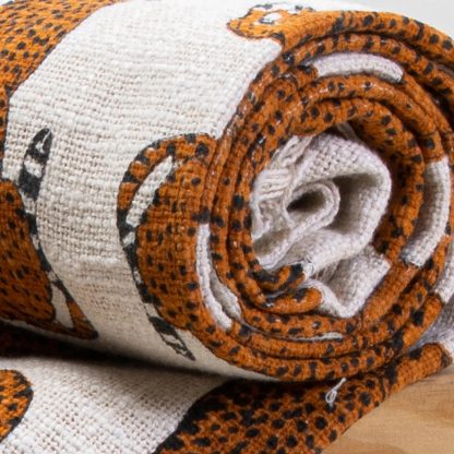 Cream Leopard Tassel Woven Throw Blanket - Image 4