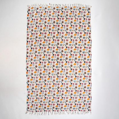 Cream Sea Life Fringed Woven Throw Blanket - Image 3