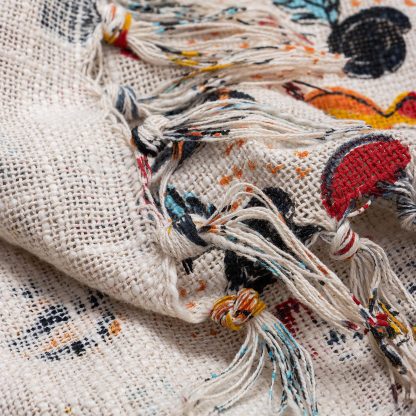 Cream Sea Life Fringed Woven Throw Blanket - Image 2