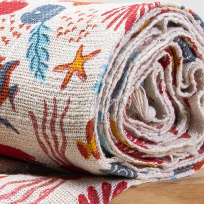 Cream Undersea Tassel Woven Throw Blanket - Image 2