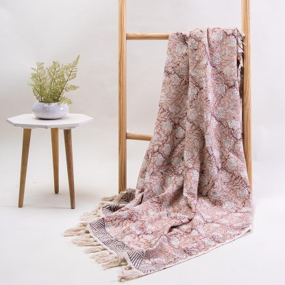 Cream Woodland Fringed Woven Throw Blanket - Image 5