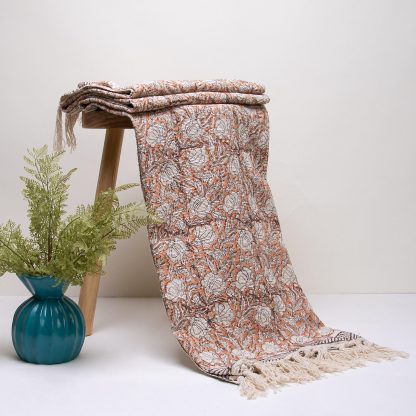 Cream Woodland Fringed Woven Throw Blanket - Image 3