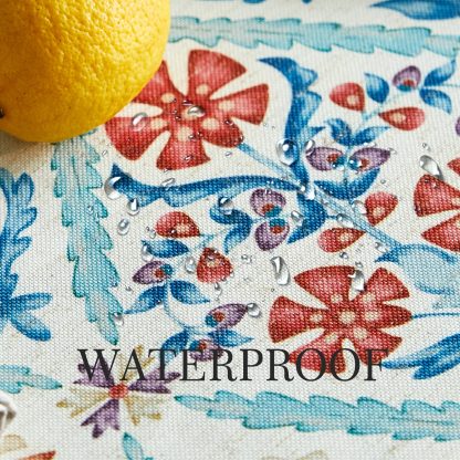 Cream light pattern mist blue flower belt tablecloth - Image 6