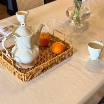 Cream solid ruffled tablecloth - Image 4