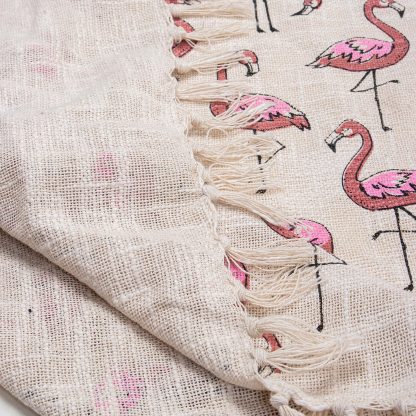 Creamy Pink Flamingo Tassel Woven Throw Blanket - Image 6