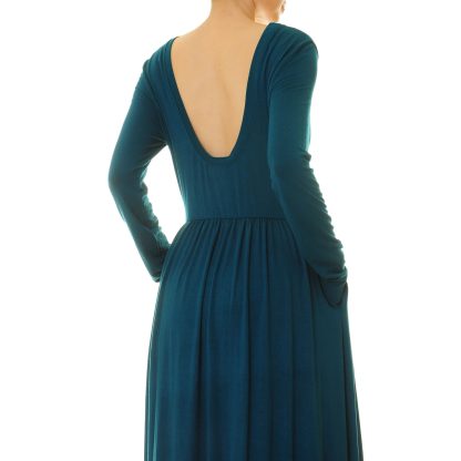Dark blue round neck flowing long skirt - Image 4