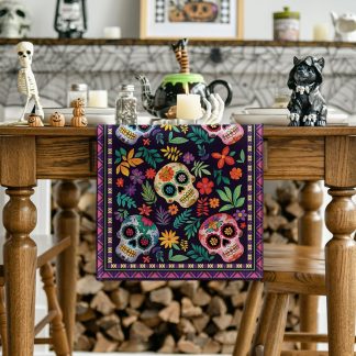 Day of the Dead Sugar Skull Table Runner