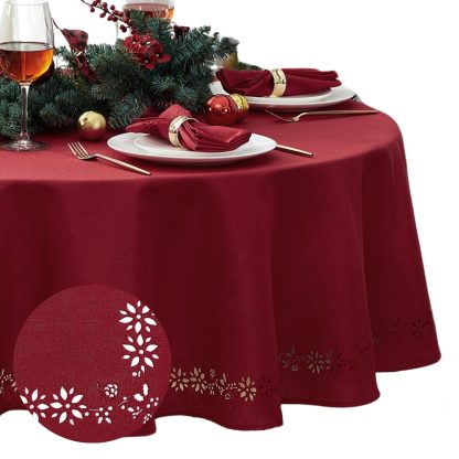 Deep red snowflake hollow tablecloth - Image 3