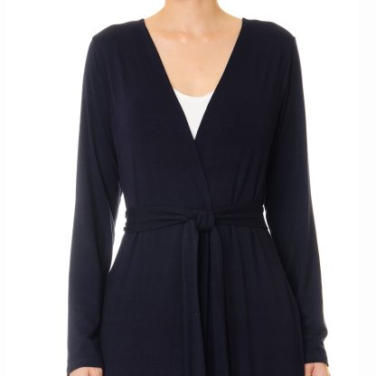 Deep sea blue double-breasted tie robe - Image 3