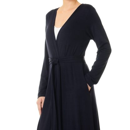 Deep sea blue double-breasted tie robe - Image 2
