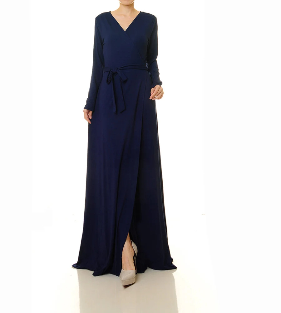 Deep sea blue wrap dress with laces - Image 8