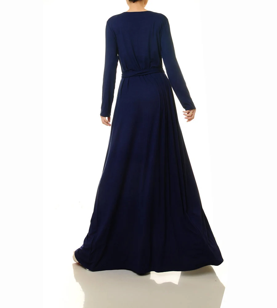 Deep sea blue wrap dress with laces - Image 4