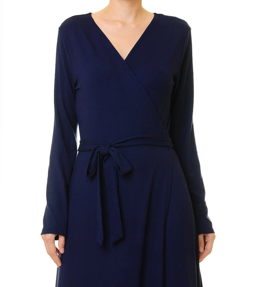 Deep sea blue wrap dress with laces - Image 3