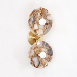 Double Onyx Donut Plate and Brass Wall Sconce