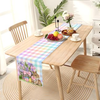Easter Bunny and Pastel Plaid Table Runner