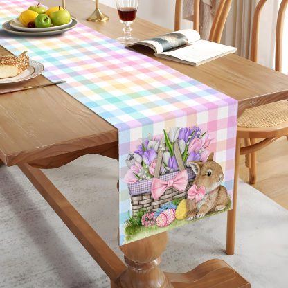 Easter Bunny and Pastel Plaid Table Runner - Image 2