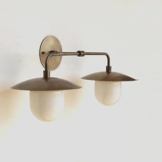 Double disc milky white spherical wall lamp