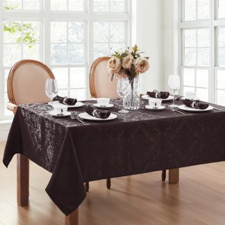 Elegant black jacquard tablecloth