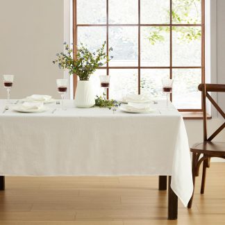 Elegant ivory woven tablecloth