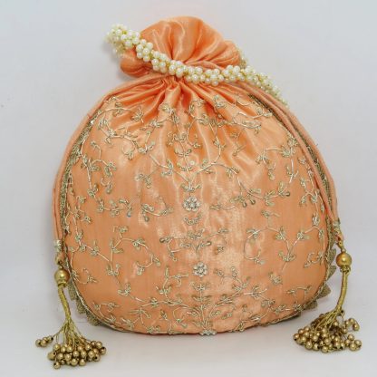 Emerald Velvet Vine Embroidered Potli Bag - Image 6